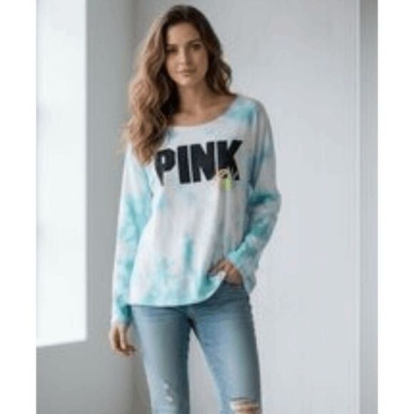 PINK Victoria's Secret Tops - Victoria's Secret PINK tie-dye long sleeve crew neck sweatshirt size small ￼